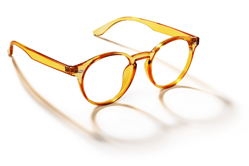 Eyeglasses,In,Orange,Golden,Bright,Color,In,Transparent,Plastic.,Eyewear