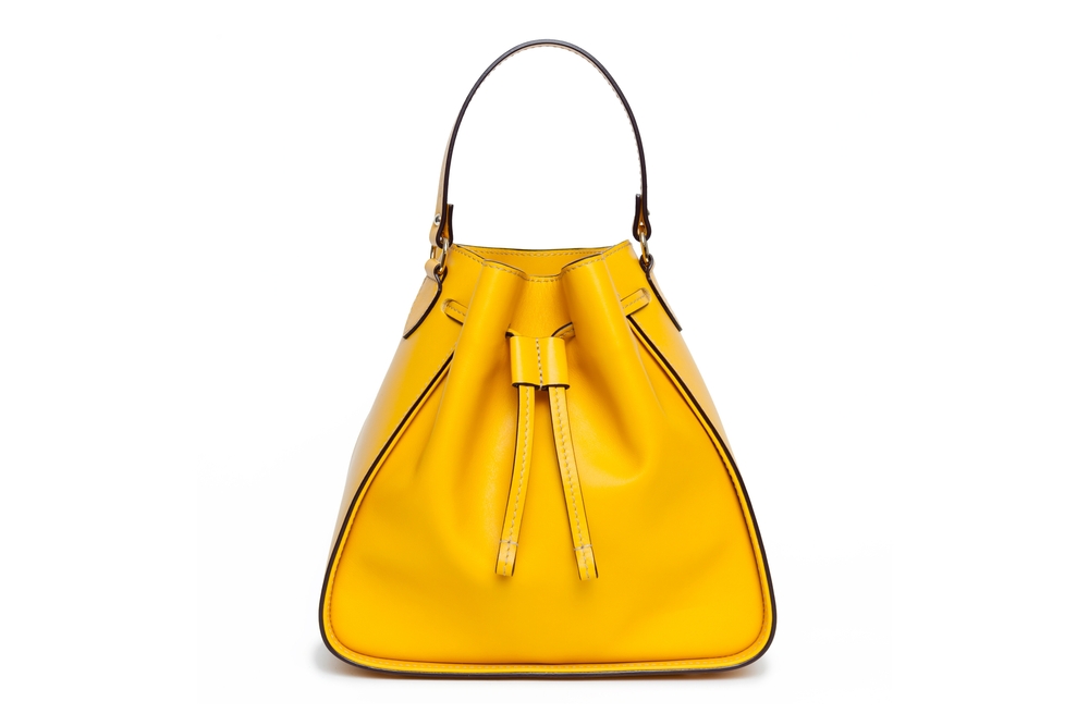 Isolated,Women,Small,Bag,Small,Clutch,Yellow,Leather,Bucket,Bag