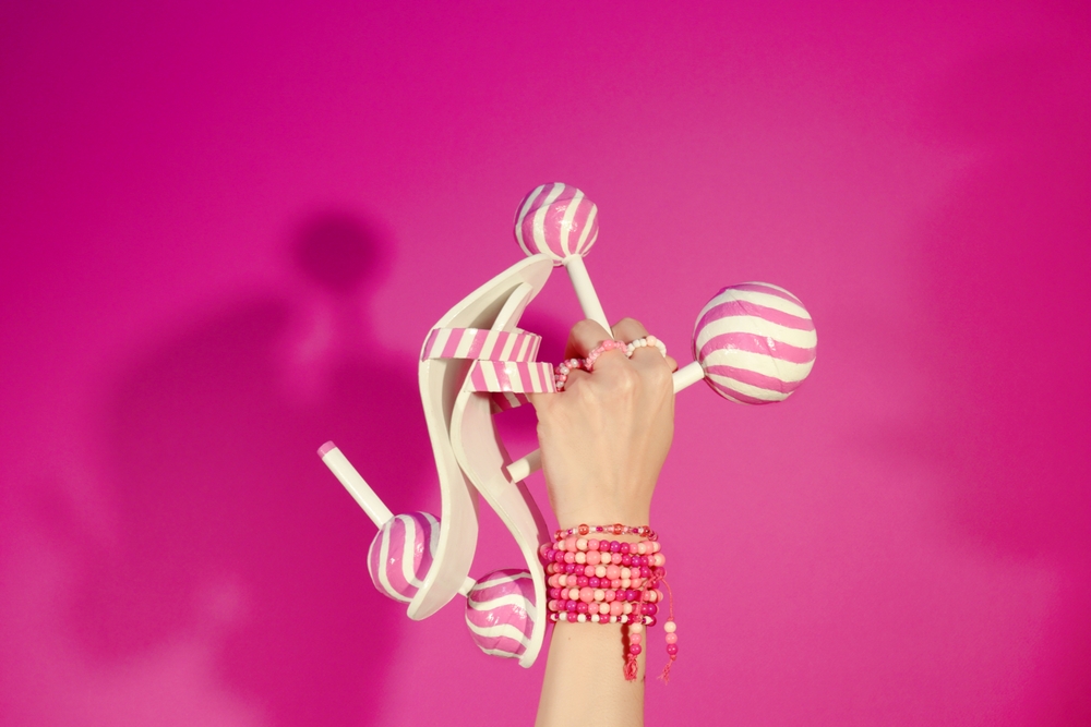 Sweet,Unique,High,Heels,Mules,With,Candy,Lollipops.,Girl,With