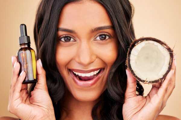 Hair,,Woman,And,Coconut,Oil,,Beauty,And,Cosmetic,Care,With