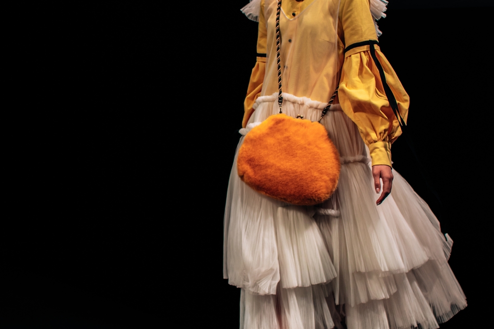 Cute,Children's,White,Yellow,Dress,And,Fluffy,Furry,Handbag.,Elegant