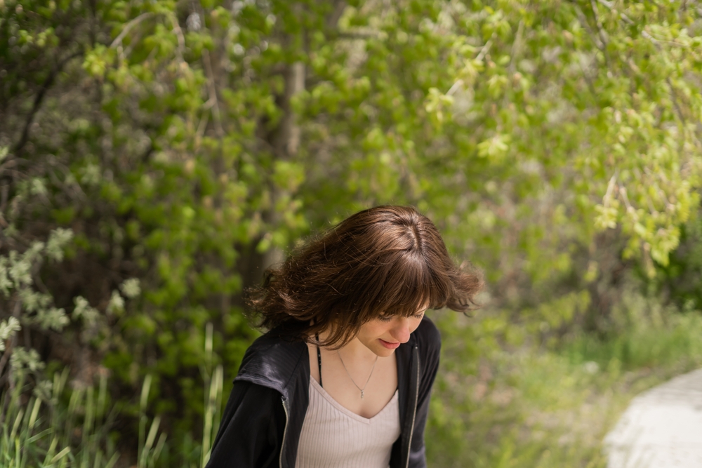 Dark,Brown,Hair,Bangs,Fringe,Girl,Outside,On,Nature,Walk